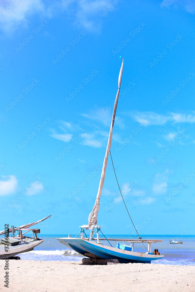 Naklejka premium sailboat on the sea, background, beach background, sail boats