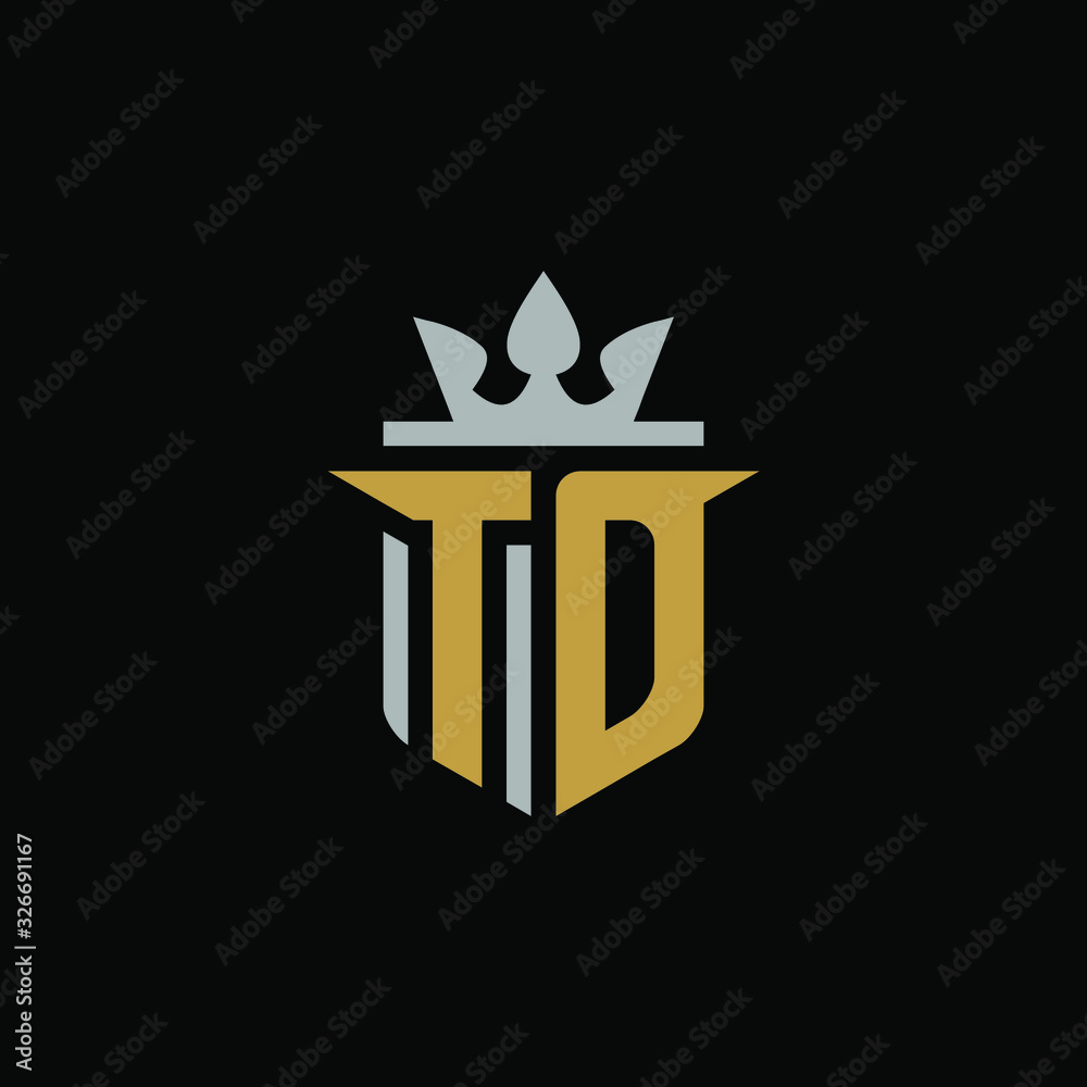 Initial Letter TD with Shield King Logo Design Initial Letter TD with Shield King Logo Design