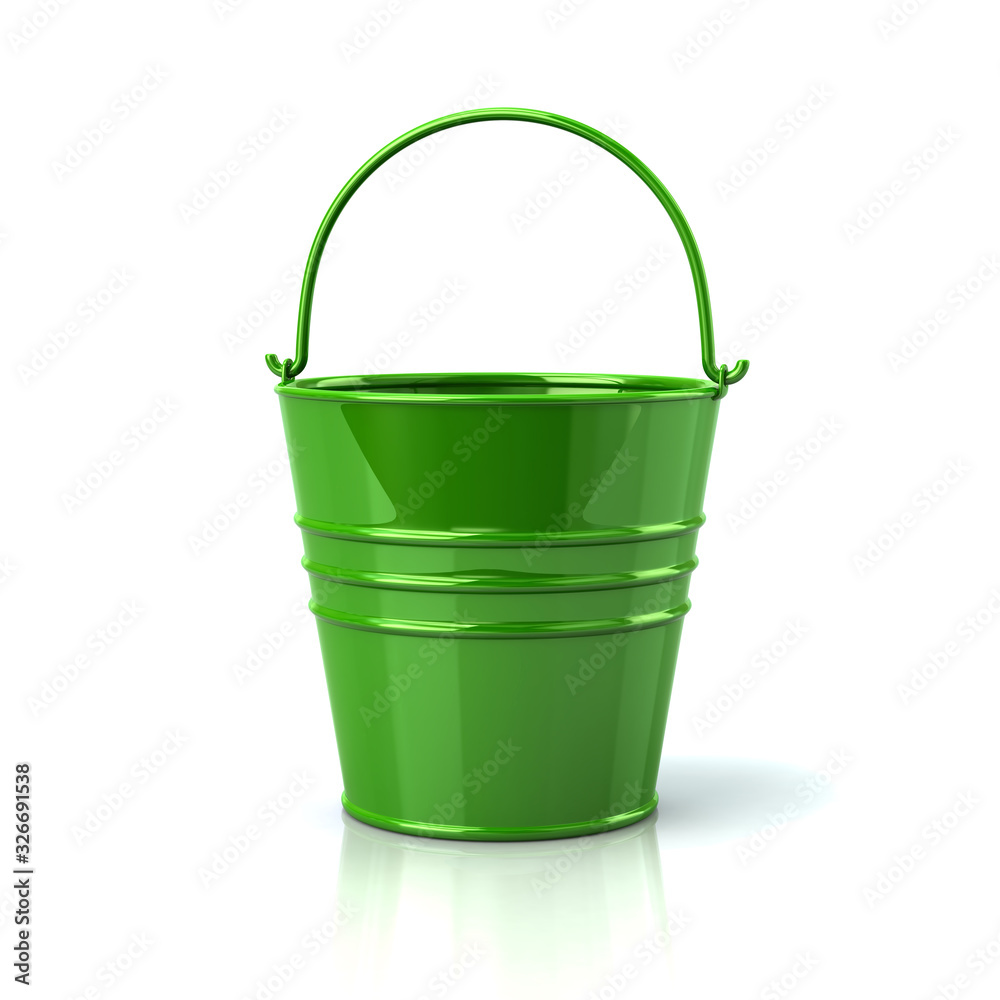 Green bucket with handle 3d illustration Green bucket with handle 3d illustration