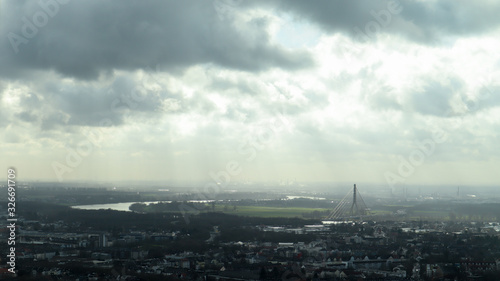 panorama of city with sky and clouds
