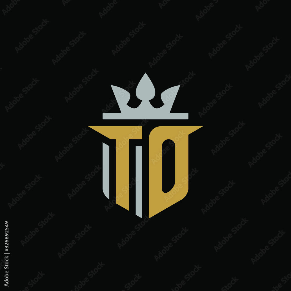 Initial Letter TO with Shield King Logo Design Initial Letter TO with Shield King Logo Design