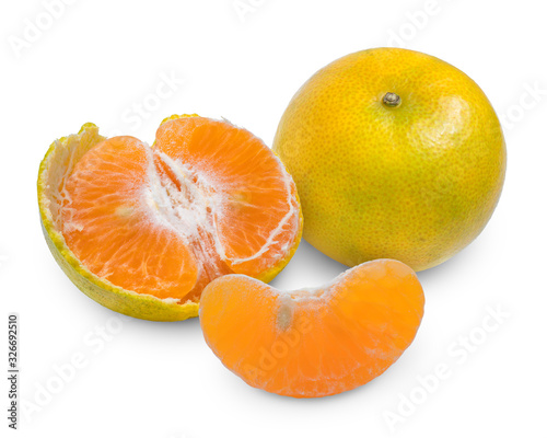 Fresh orange tangerine isolated on a white background  Mandarin orange with green leaf isolated on white background clipping path.