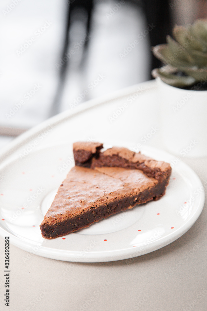 Sliced of flourless dark chocolate cake Sliced of flourless dark chocolate cake