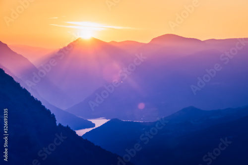 Sunset on Tara mountain in Serbia