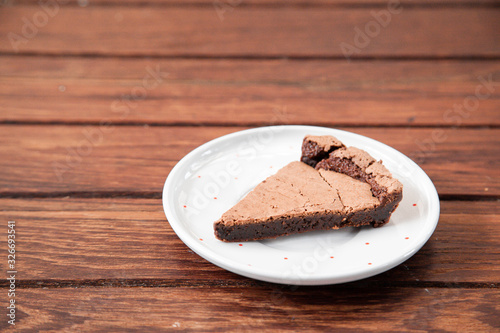 Sliced of flourless dark chocolate cake