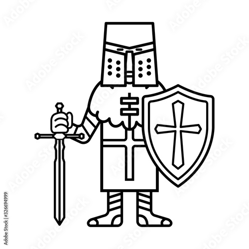 crusader knight warrior line icon