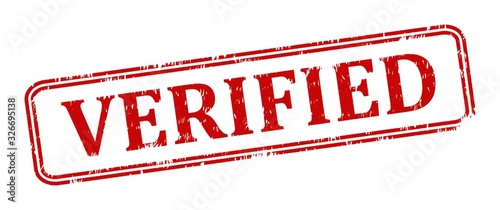 Damaged oval red stamp with the word verified