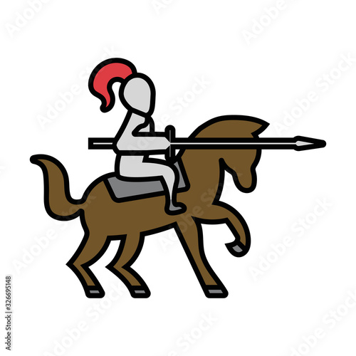 crusader knight horseman flat icon