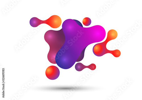 Abstract fluid and modern elements. Dynamic color shapes and lines. Liquid colorful gradient of organic forms. Isolate on a white background.
