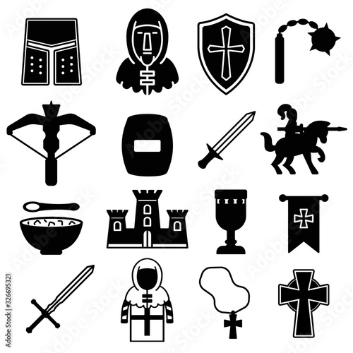 crusader knight set simple icon