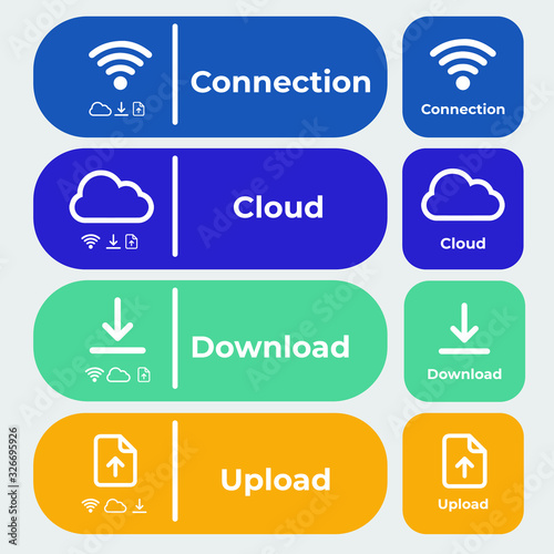 botones web para gestionar la nube, conexión y descarga photo