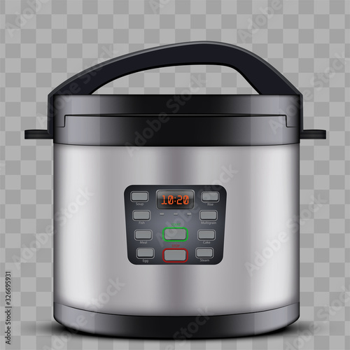 Domestic pressure cooker or multicooker. Kitchen appliances and supplies. Vector Illustration isolated on transparent background.
