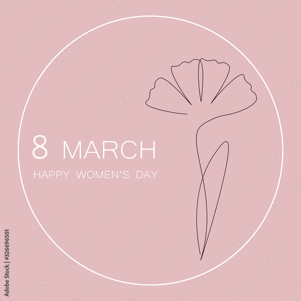 8 march, happy womens day card with flower vector illustration. 8 march, happy womens day card with flower vector illustration.