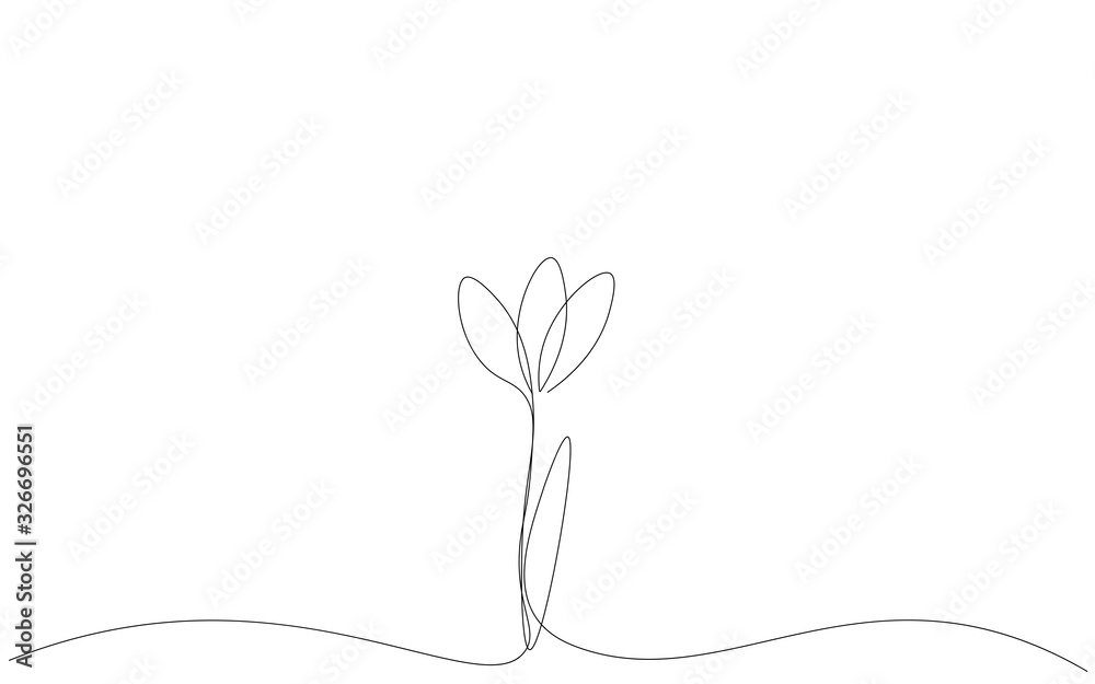 Spring flower. Continuous line drawing. Vector illustration