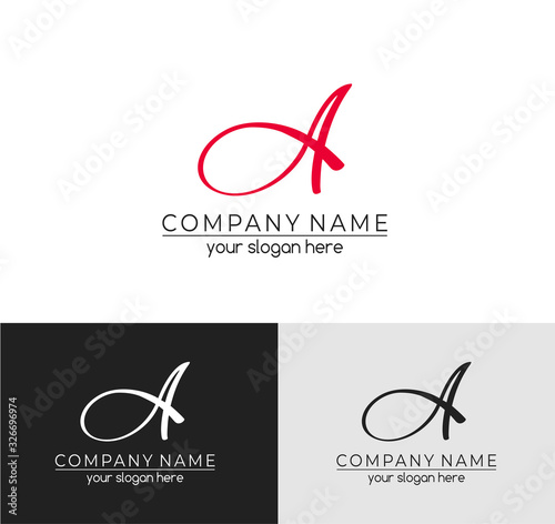 A letter monogram. Elegant luxury logo. Calligraphic style. Corporate identity and personal logo. Vector design.
