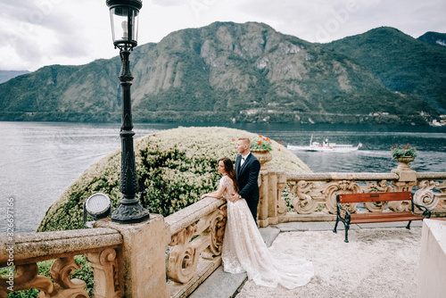 portrait of Gorgeous wedding couple in Italy