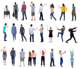 Collection Back view people. Rear view people set.