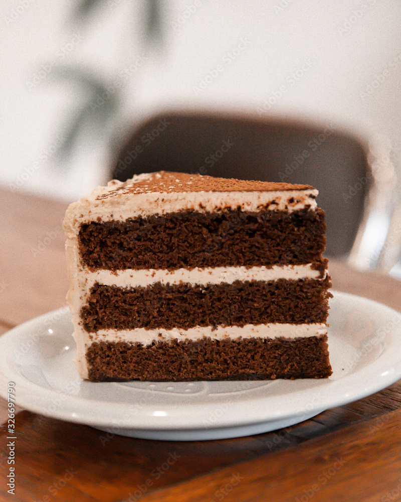 Sliced of coffee and chocolate layer cake Sliced of coffee and chocolate layer cake