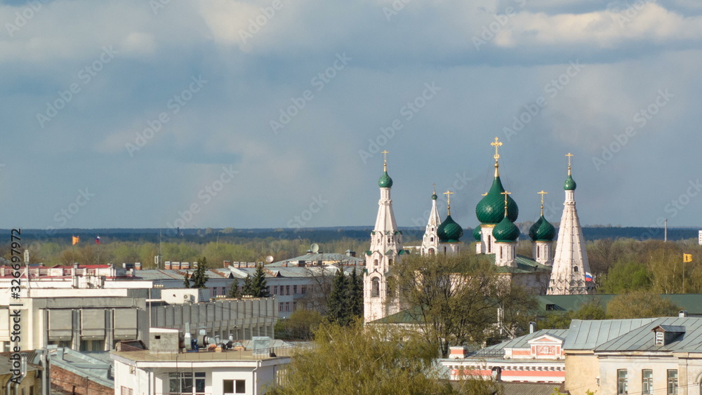 Panorama of the city of Yaroslavl timelapse from the bell tower of the Spaso-Preobrazhensky monastery