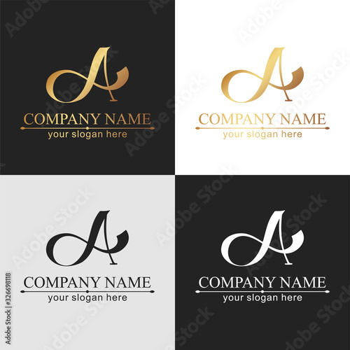 A letter monogram. Elegant luxury logo. Calligraphic style. Corporate identity and personal logo. Vector design.