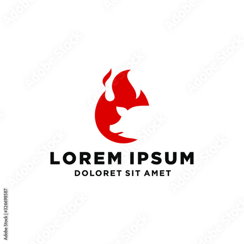 pig , pork on red fire flame mascot logo icon template suitable for bbq grill restaurant and cafe food business