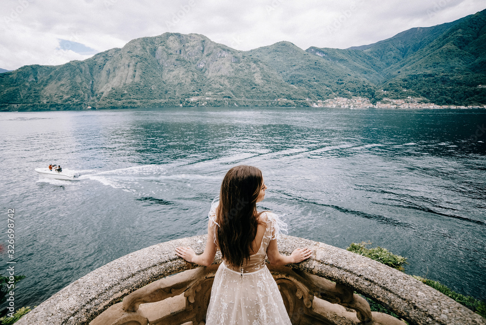 Young caucasian bride on wedding day in Italy