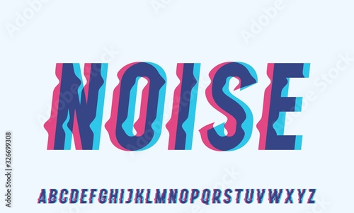 Fotografie Noise font. modern typeface with glitched or distortion effect