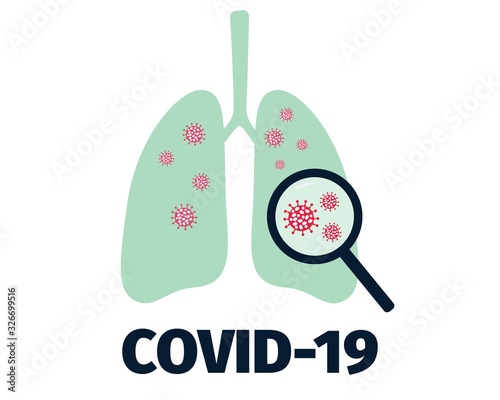 Coronavirus COVID-19 epidemic. Lungs infected with novel coronavirus. Global outbreak. Pandemic alert. Vector illustration.