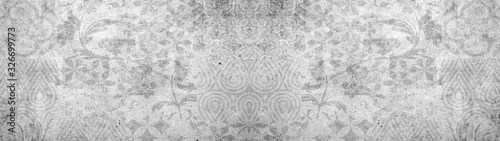Panel kuchenny z motywem Old gray vintage shabby damask patchwork tiles stone concrete cement wall texture background banner