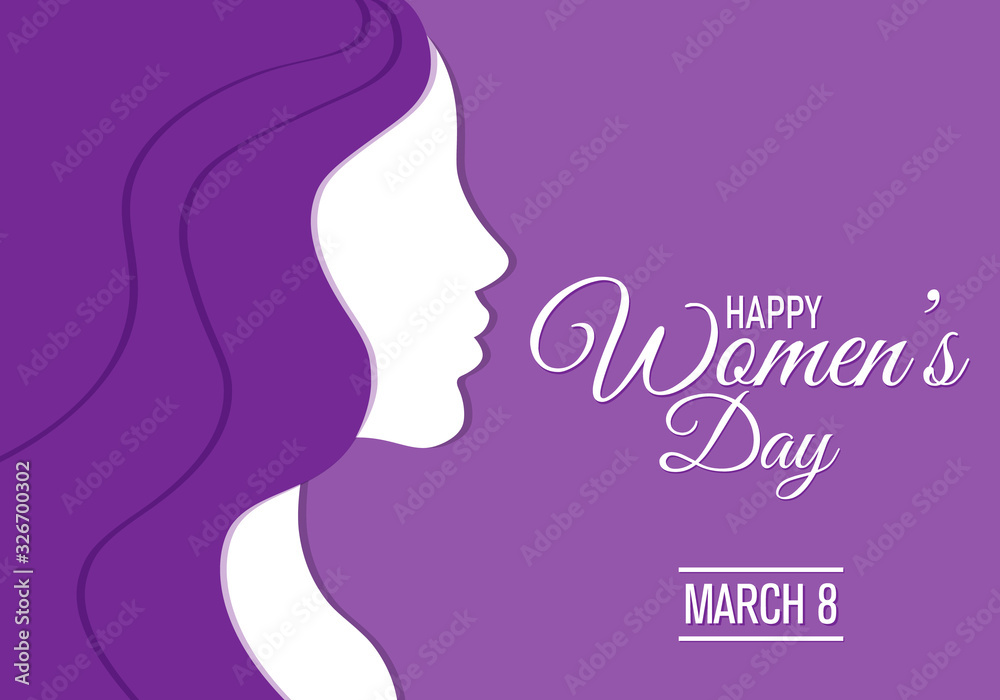 poster happy women's day. Silhouette face woman poster happy women's day. Silhouette face woman