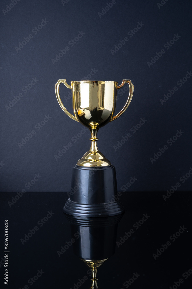 Trophy and reflection with black background Trophy and reflection with black background