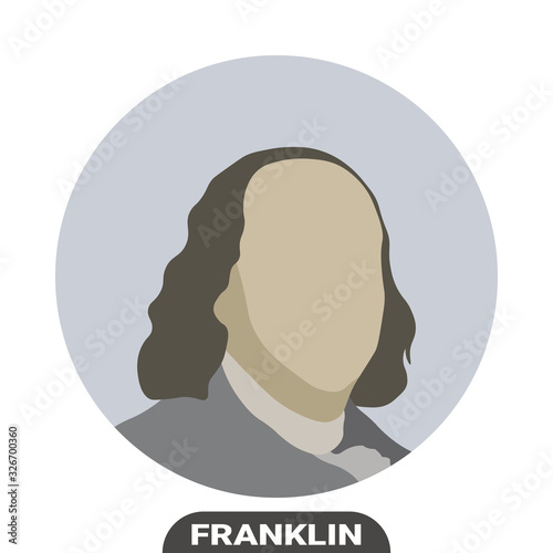 Benjamin Franklin, United States politician. Stylized portrait. Vector illustration on white background