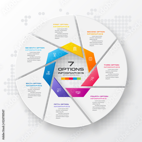 Circle infographic template with 7 options,Vector illustration.