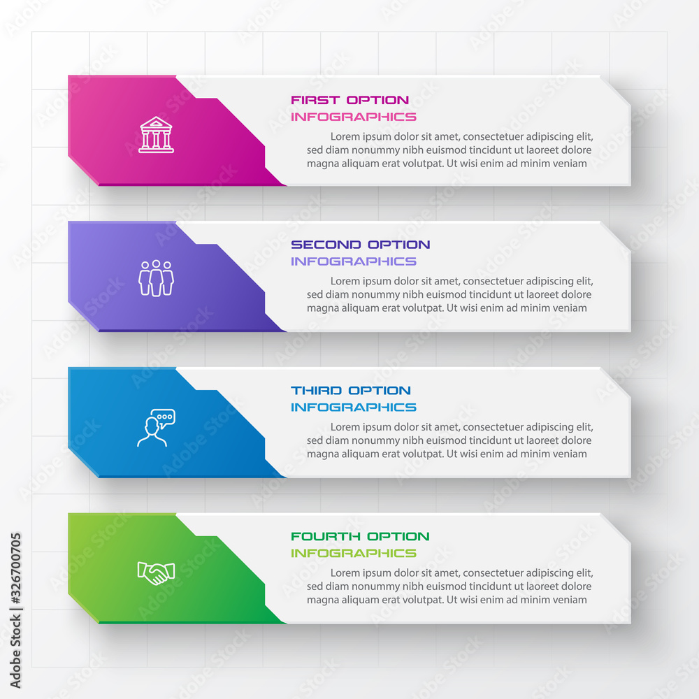 Business infographics template 4 steps rectangle,Vector illustration.