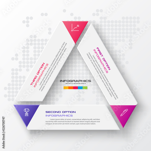 Business concept design with triangle and 3 options,Infographic template can be used for presentation,Vector illustration.
