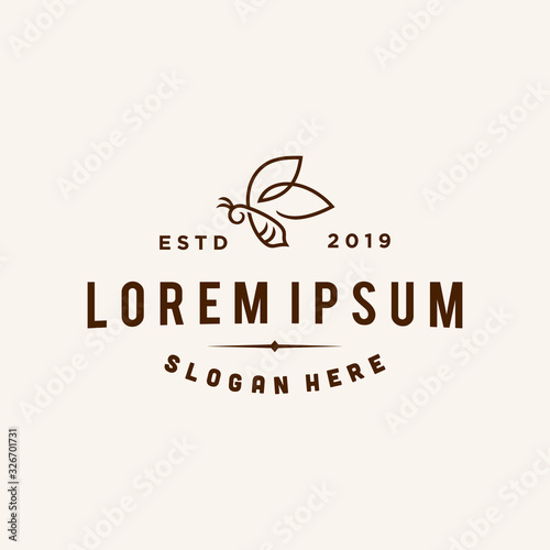 bee logo vector line outline icon in trendy hipster vintage classic style illustration