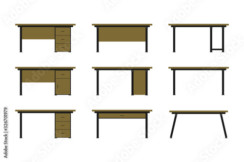 Set of Office tables,workplace template isolated om white background