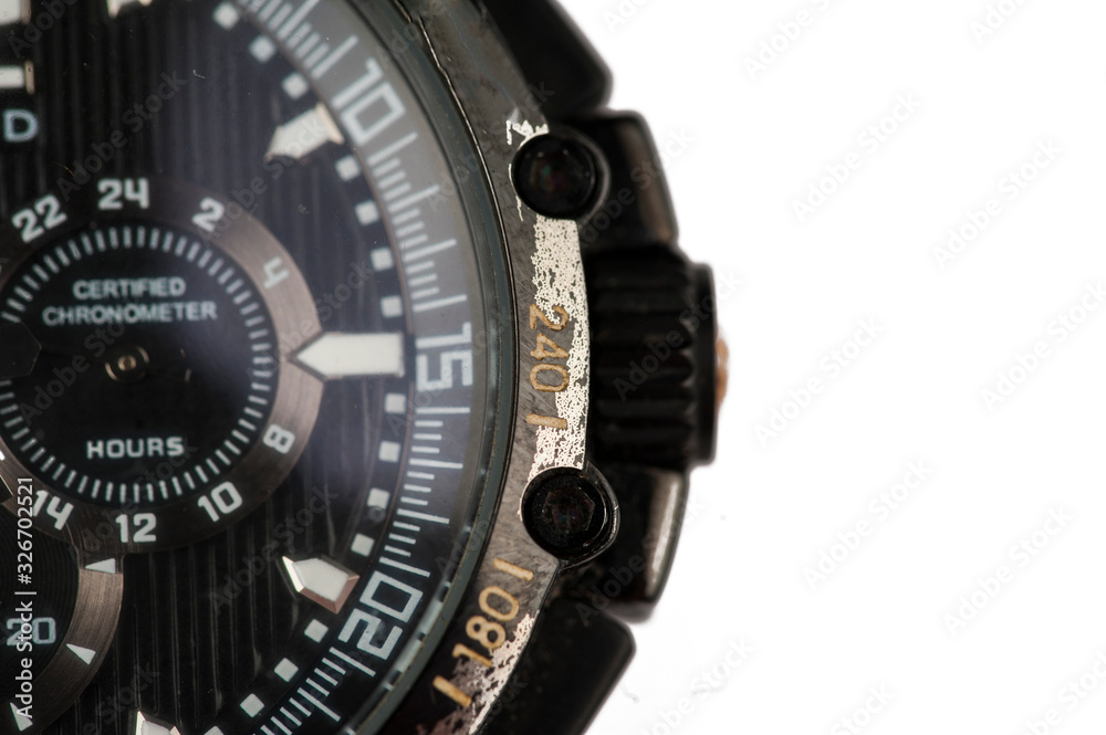Men's watch isolated on white background.Copy space.Men's wrist watch Men's watch isolated on white background.Copy space.Men's wrist watch