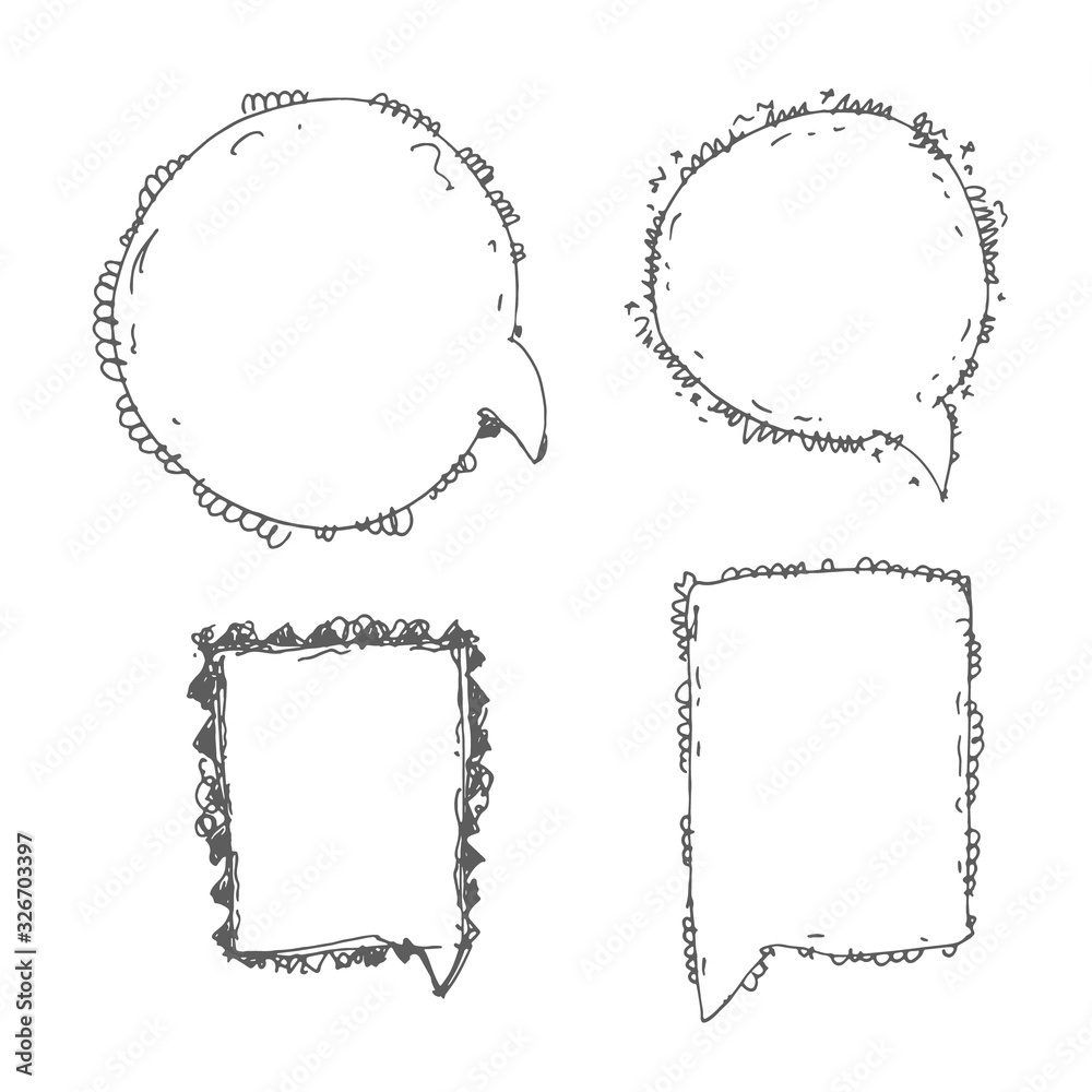 Collection of text clouds, bubbles. Drawing with a pen. Template design elements on white background. Collection of text clouds, bubbles. Drawing with a pen. Template design elements on white background.