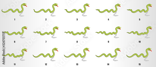 Sanke crawling animation sprite sheet, loop animation sequencce