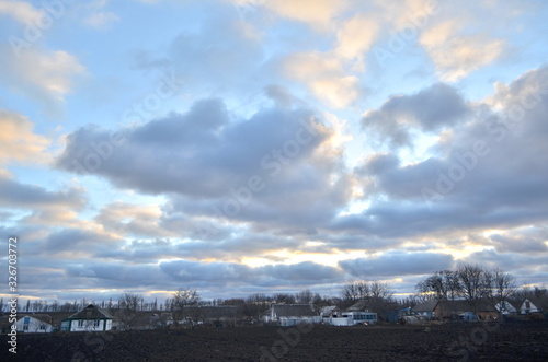 clouds on the blue sky in winter