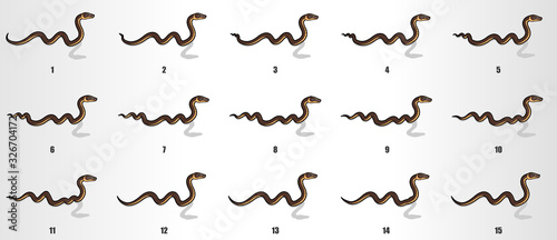 Sanke crawling animation sprite sheet, loop animation sequencce