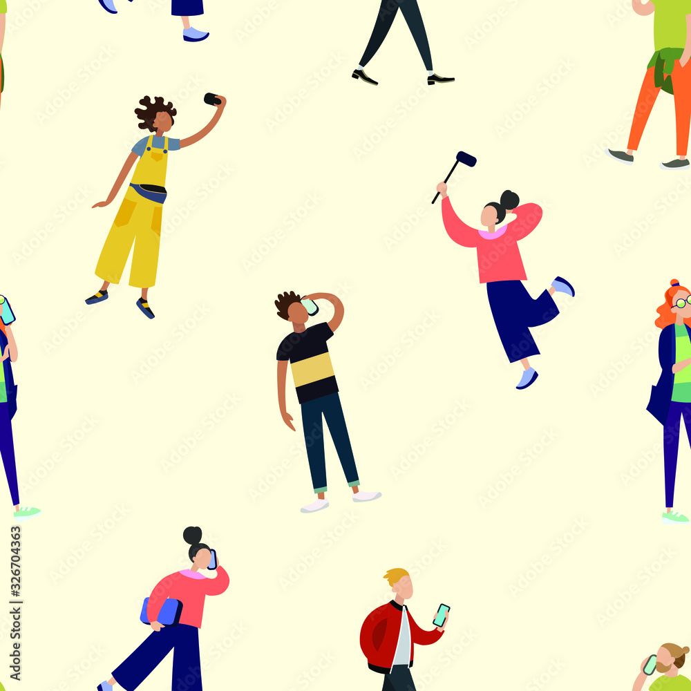 Vector colorful seamless background with human characthers.