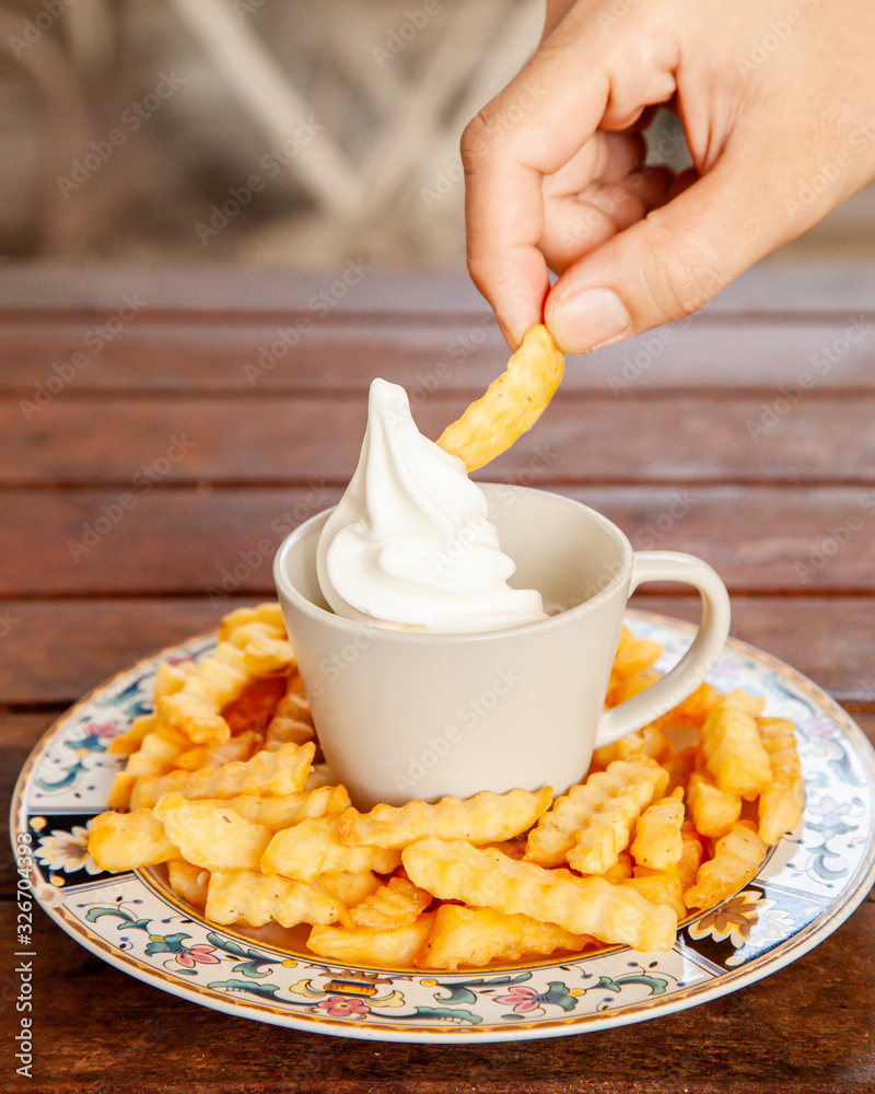 French fries and vanilla soft serve ice cream Stock Photo Adobe Stock