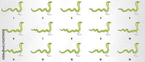 Sanke crawling animation sprite sheet, loop animation sequencce