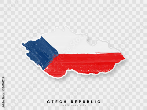 Czech republic detailed map with flag of country. Painted in watercolor paint colors in the national flag. photo