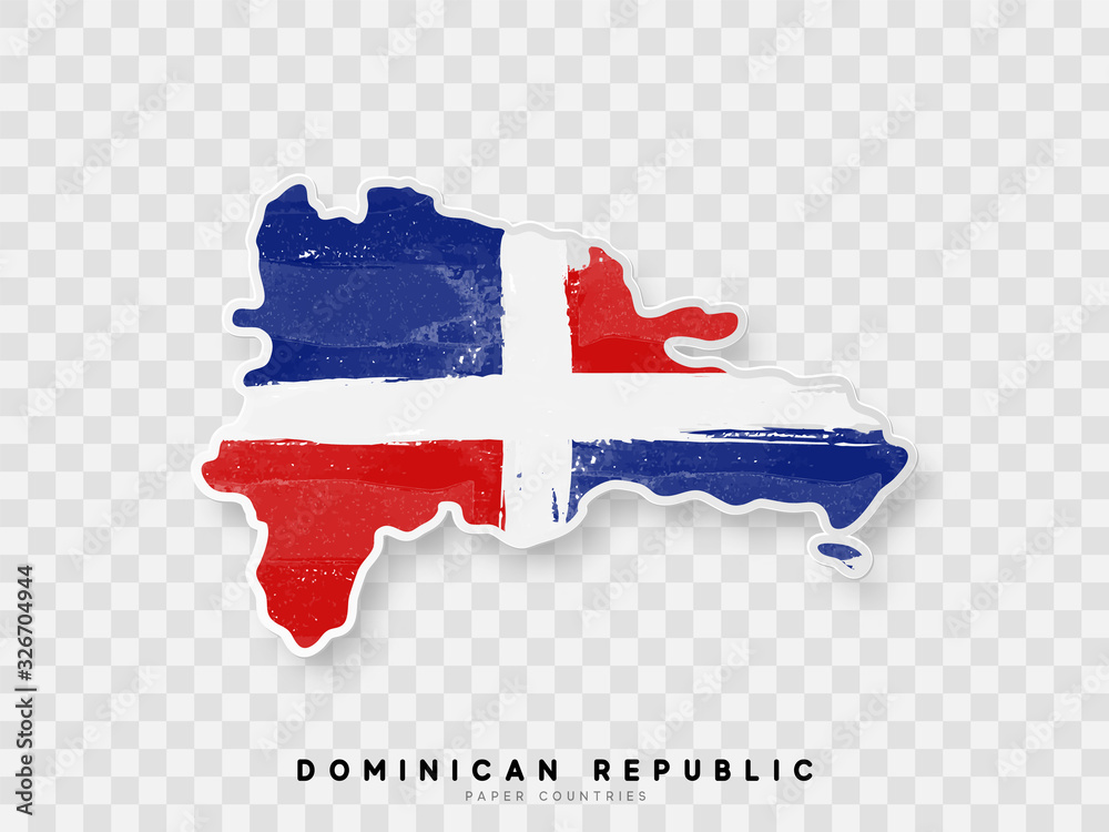 Dominican republic detailed map with flag of country. Painted in