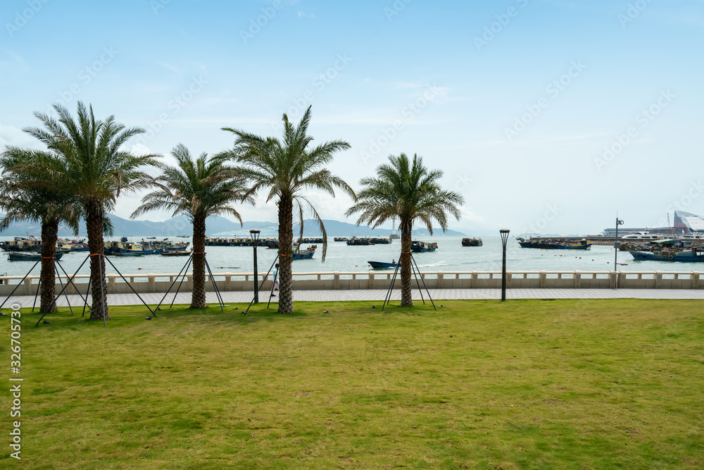 Gardens and fitness trails of Binhai Park in Shenzhen, China