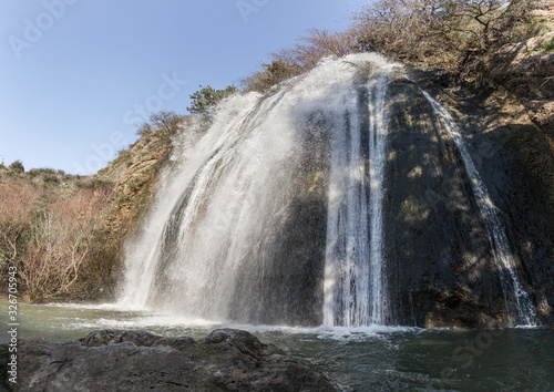 Ayun waterfall  flows from a crevice in the mountain and is located in the continuation of the rapid  shallow  cold mountain Ayun river in the Galilee in northern Israel