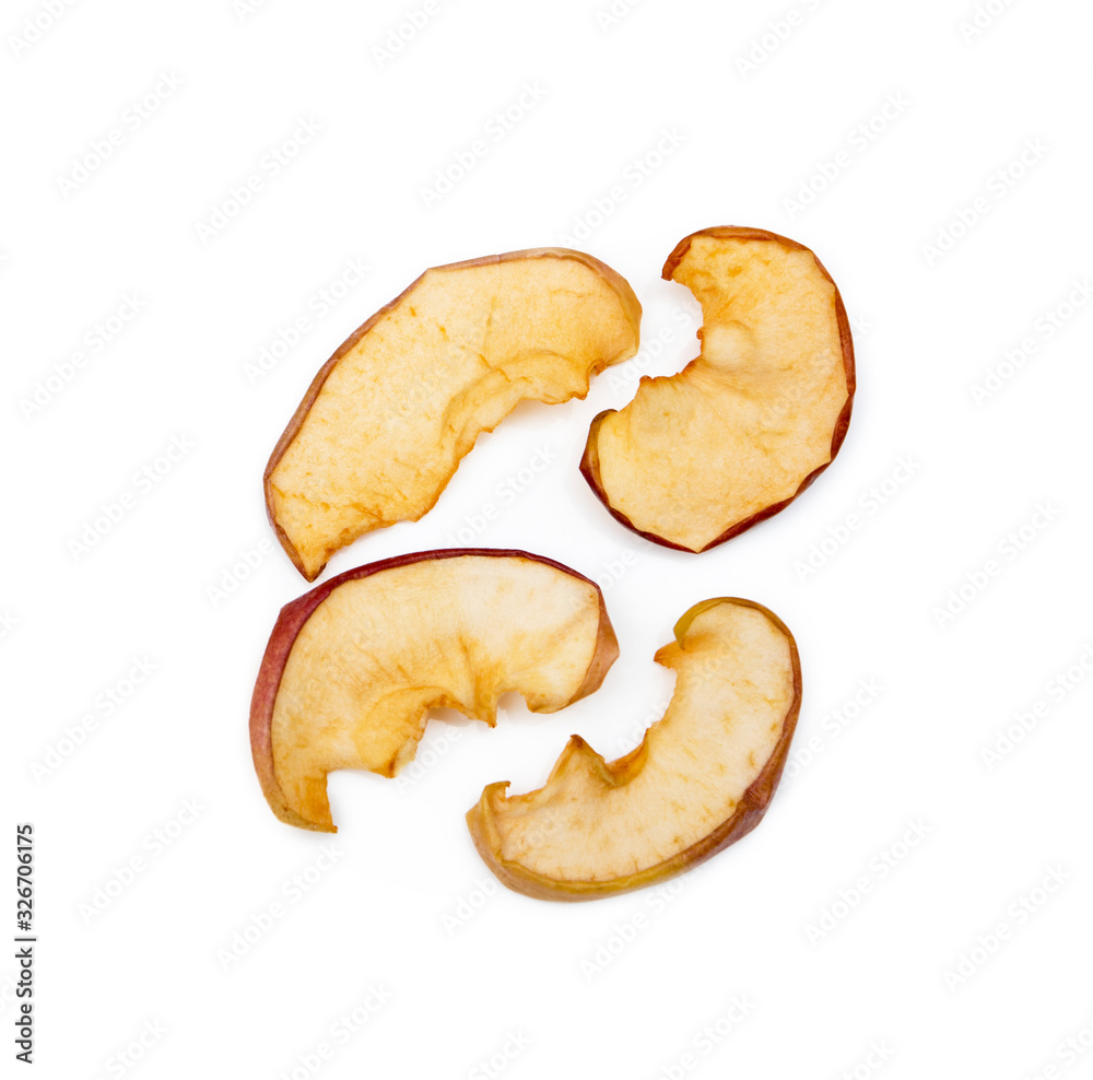 Dried sliced apples, fruit isolated on white background Dried sliced apples, fruit isolated on white background